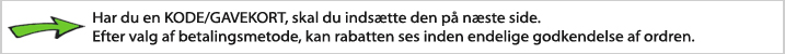 Kode/Gavekortskode inds�ttes p� n�ste side